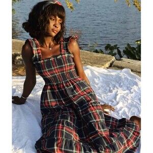 Hill House The Ellie Navy Tartan Plaid Nap Dress Size Small